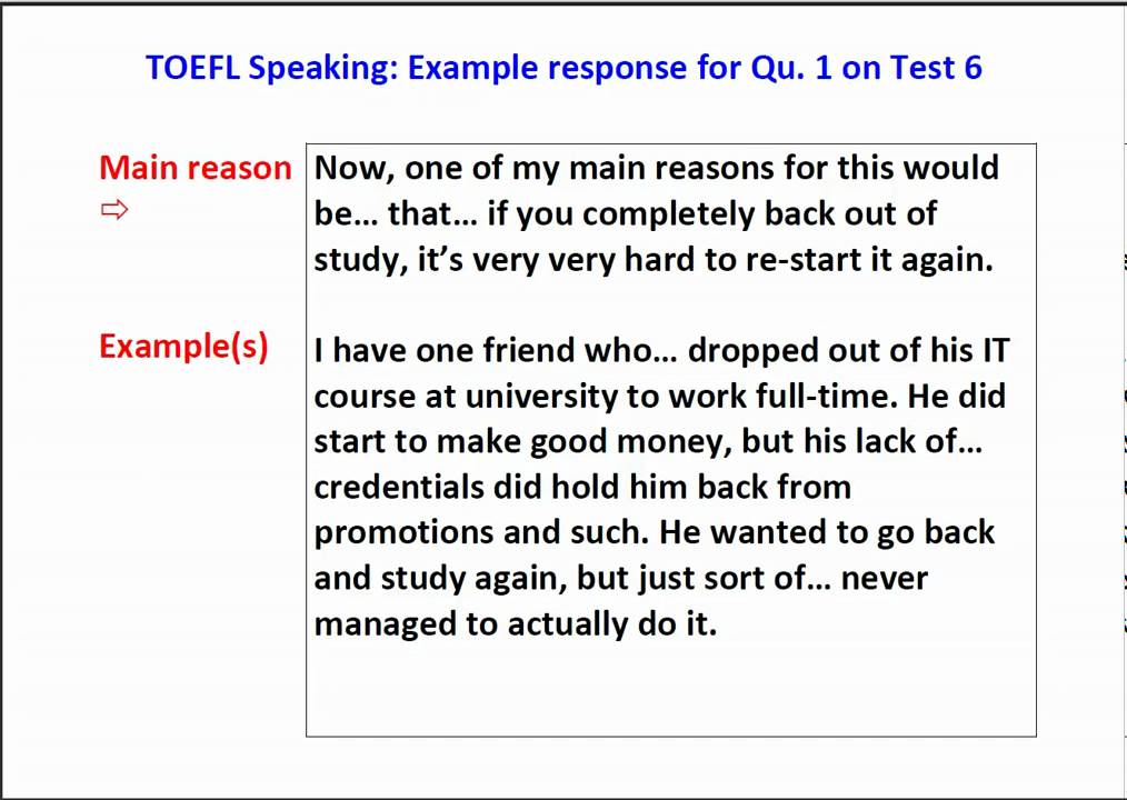toefl speaking sample answer pdf